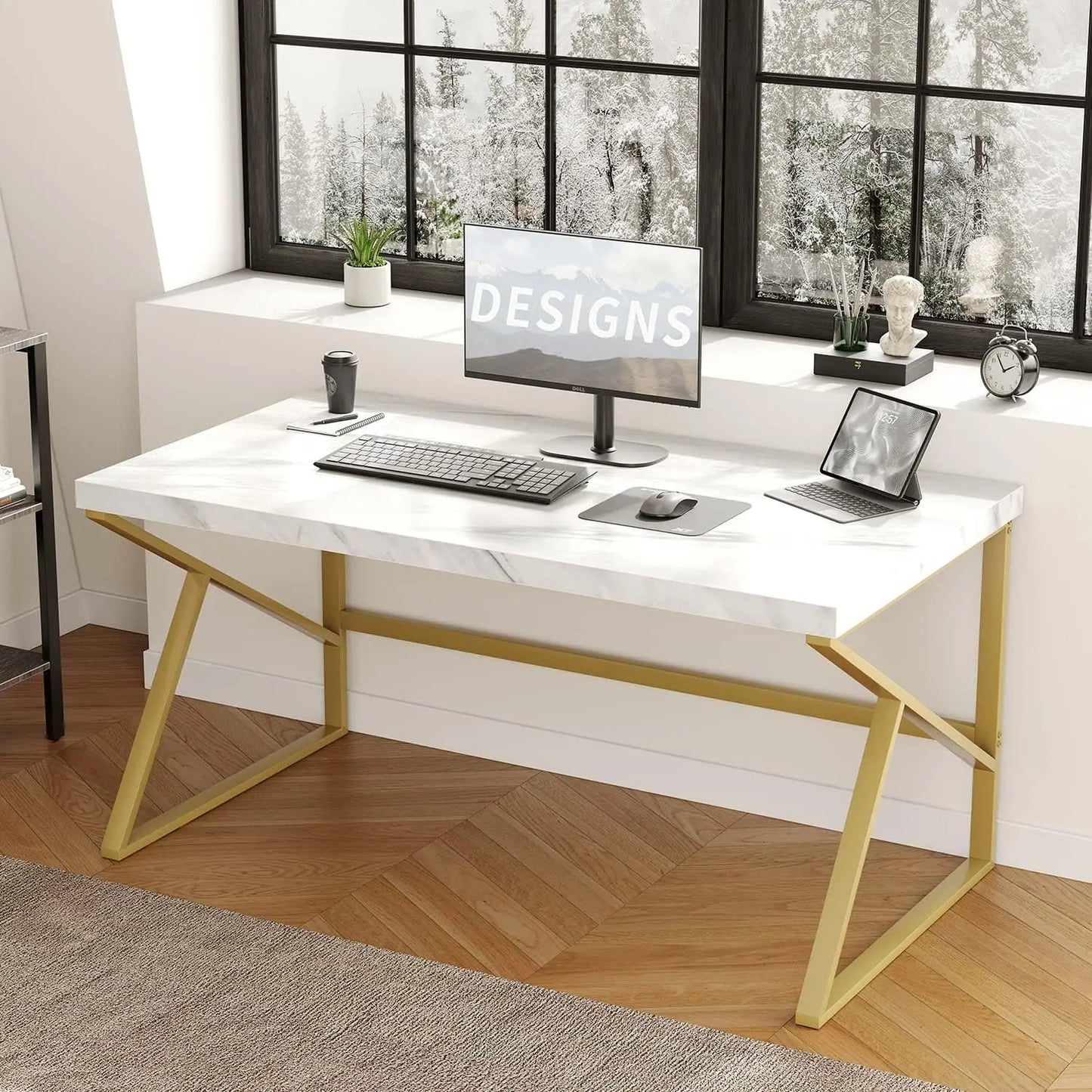 Rustic Brown Industrial Home Office Desk Simple Minimalist Design