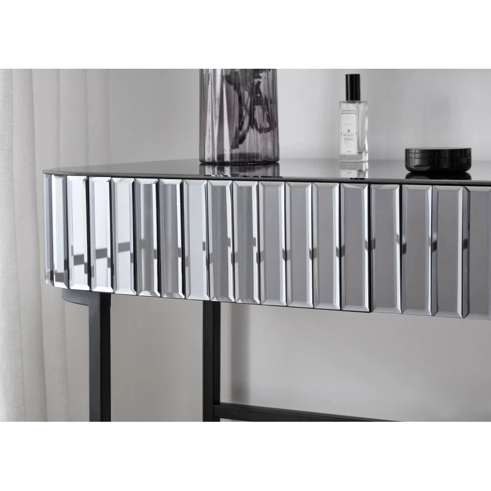 33.9" Mirrored Makeup Vanity Desk with LED Mirror and Storage Drawers