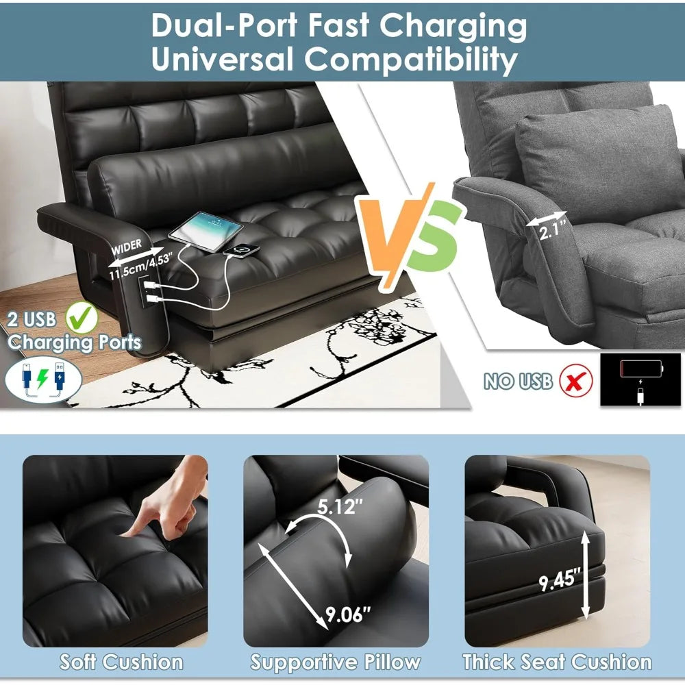 6-Position Floor Lounge Sofa Bed Convertible Couch for Adults and Kids