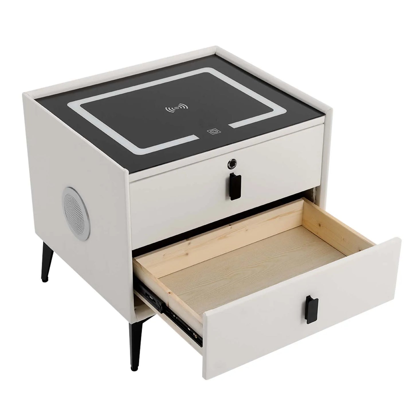 Smart Bedside Table with Bluetooth Speaker USB Wireless Charging and Light