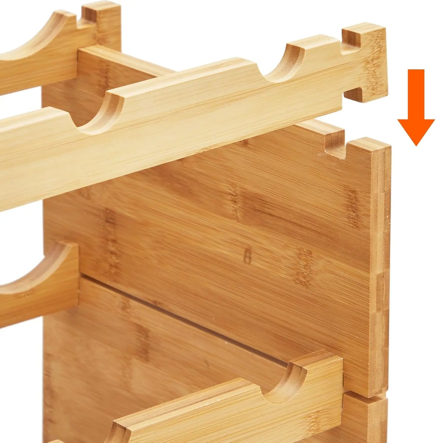 Bamboo Stackable Wine Rack Modular Freestanding Storage Shelf