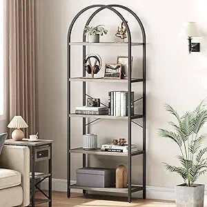 Ljustra 5 Tier Bookshelf Modern Metal Frame Tall Standing Storage Rack