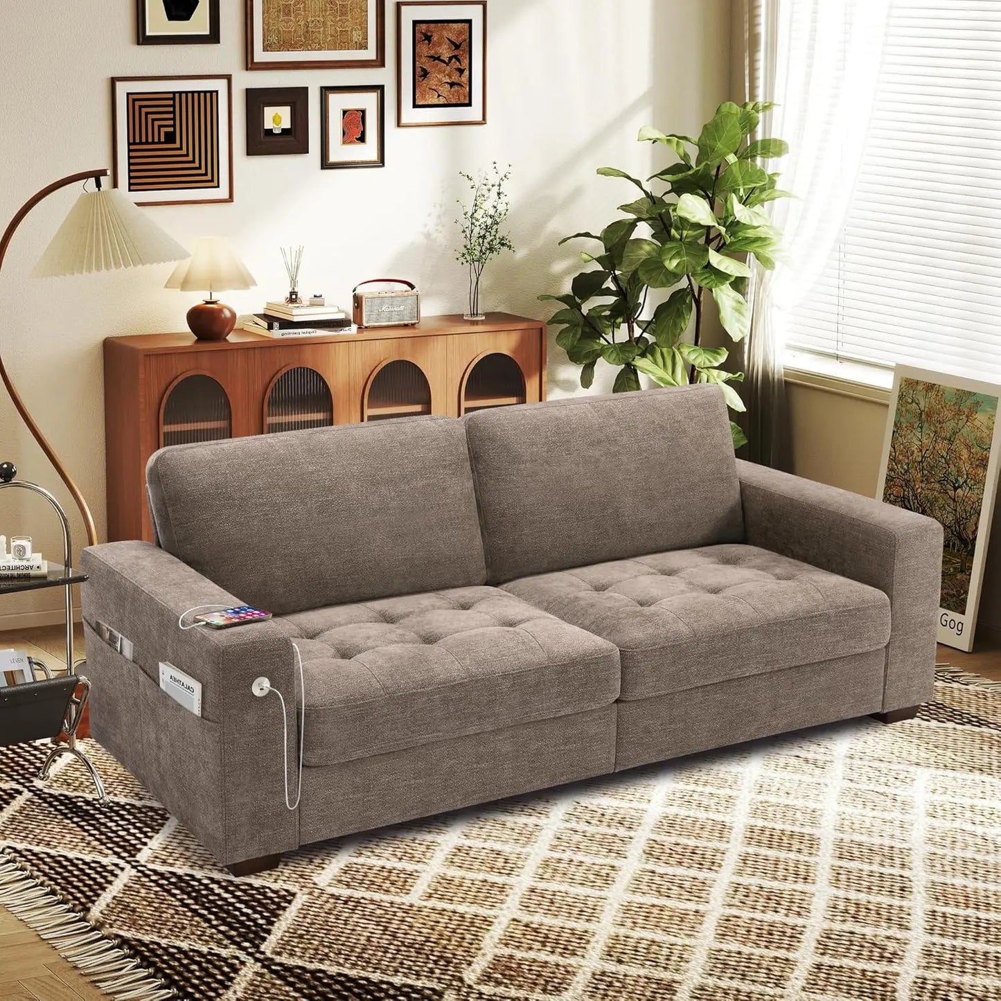 Ljustra 89 Inch Modern Sofa Couch for Living Room 3 Seats USB Charging