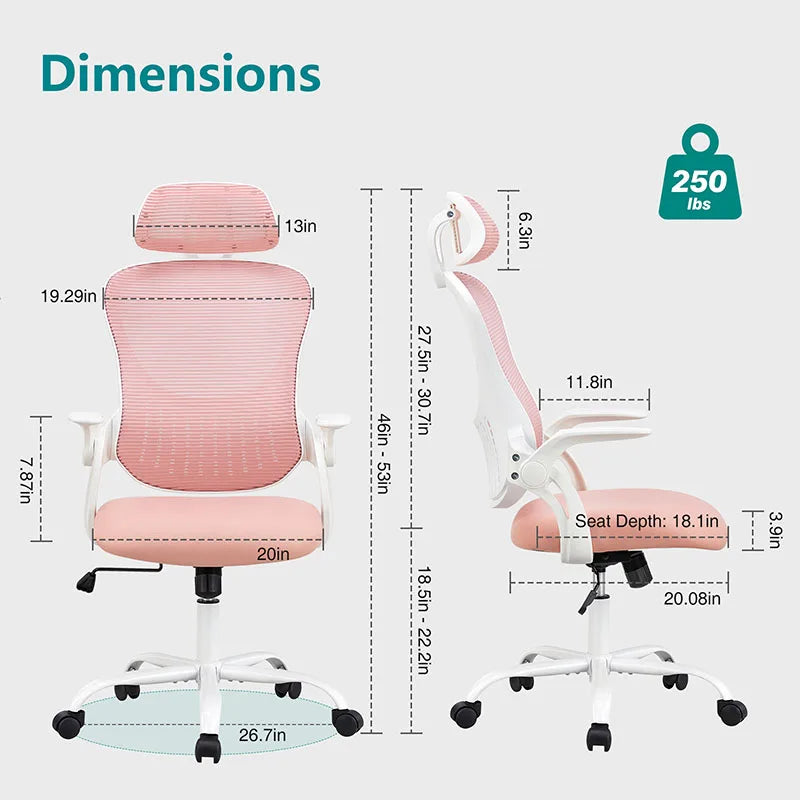 Ergonomic Office Chair Swivel High Back Adjustable Lumbar Support Wheels