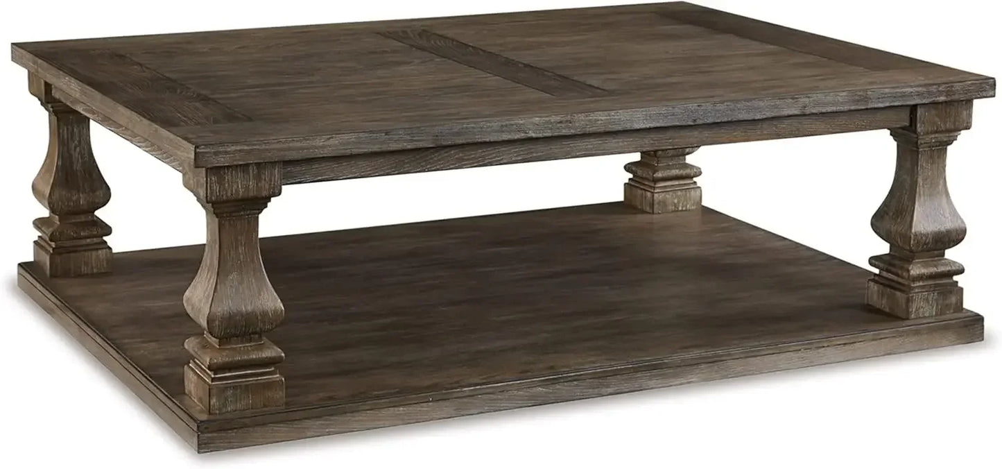 Johnelle Farmhouse Coffee Table Rectangular Rustic Living Room Furniture