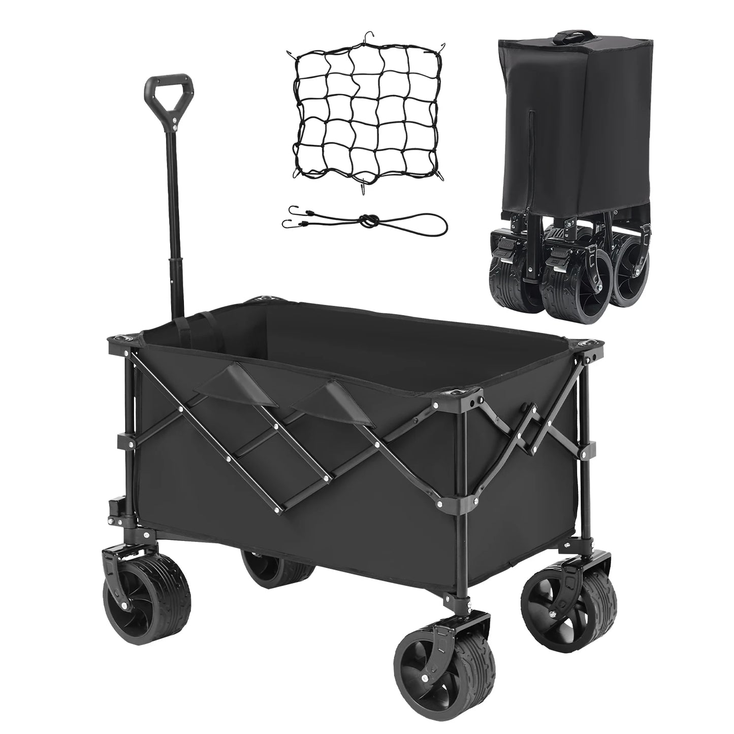 Ljustra Collapsible Folding Beach Wagon All-Terrain Wheels Drink Holder
