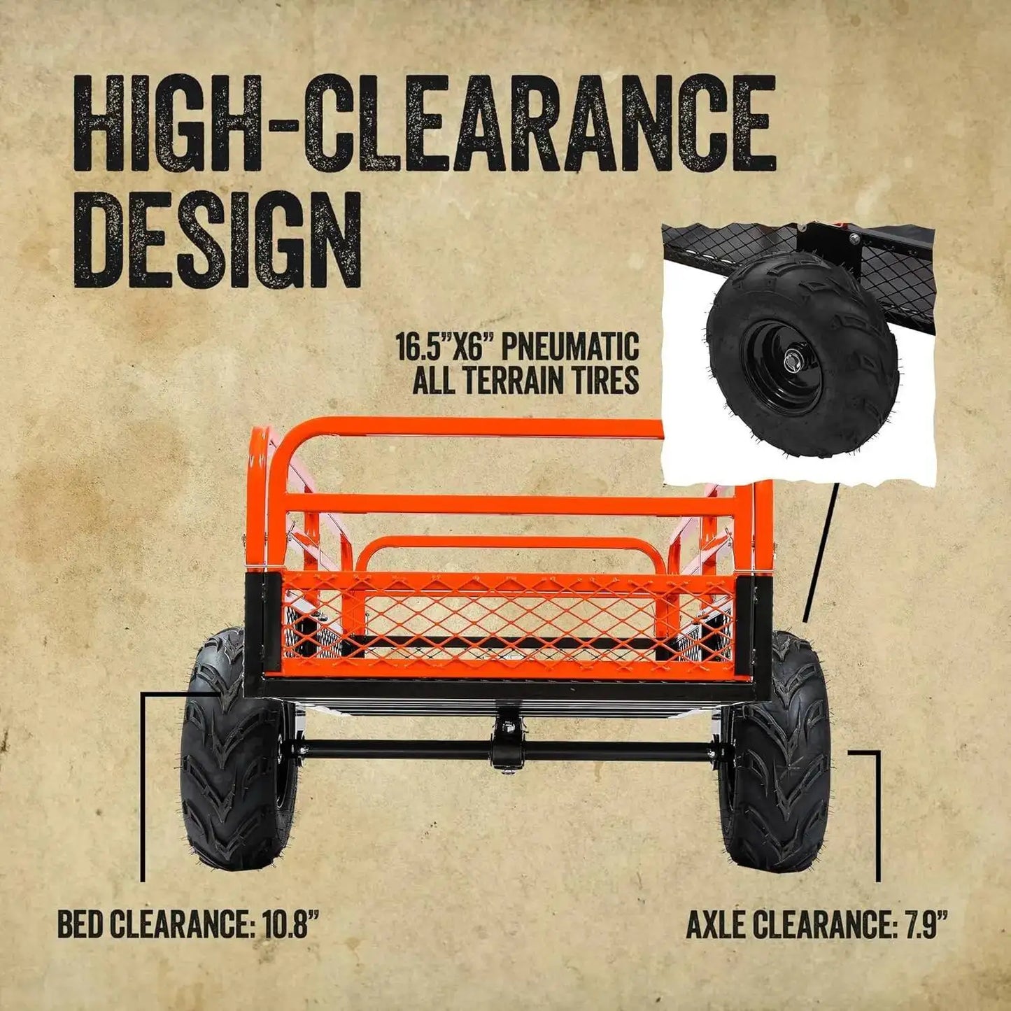 Ljustra Utility Trailer ATV Cart Dump Cart Tow Behind for Lawn Mower