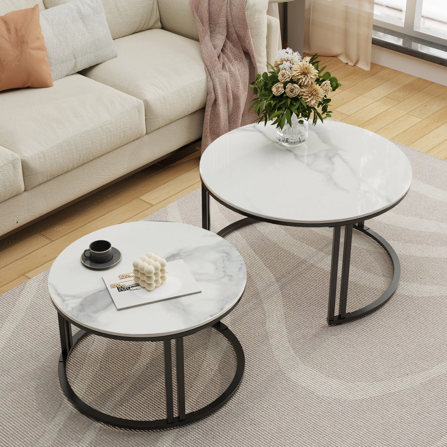 Wisfor Modern Nesting Coffee Table Set of 2 for Living Room Apartment