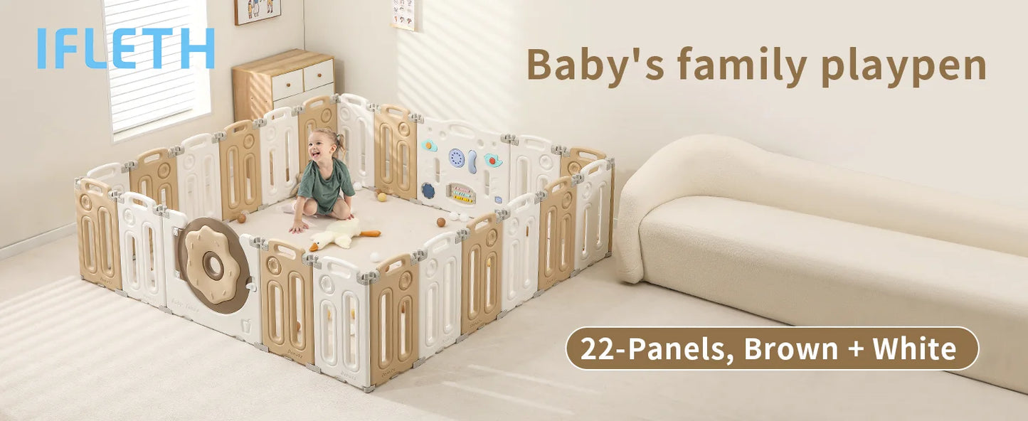 Foldable Playpen for Babies Toddlers Portable Safety Gate 14 18 22 Panels