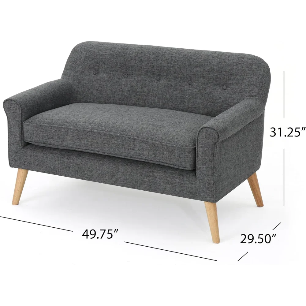 Ljustra Mariah Mid Century Modern Loveseat Grey Fabric Sofa