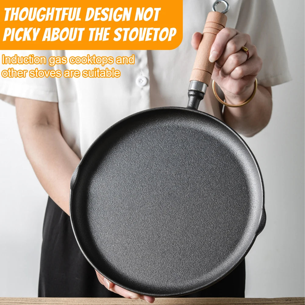 9 Inch Cast Iron Skillet Non Stick Fry Pan Chef Pan Indoor Outdoor Use