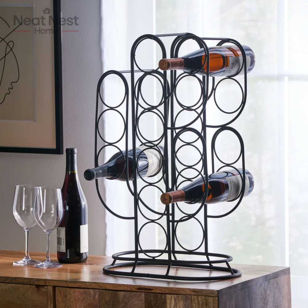 Metal Wall Mount Wine Rack Modern 6-Bottle Holder for Kitchen Bar
