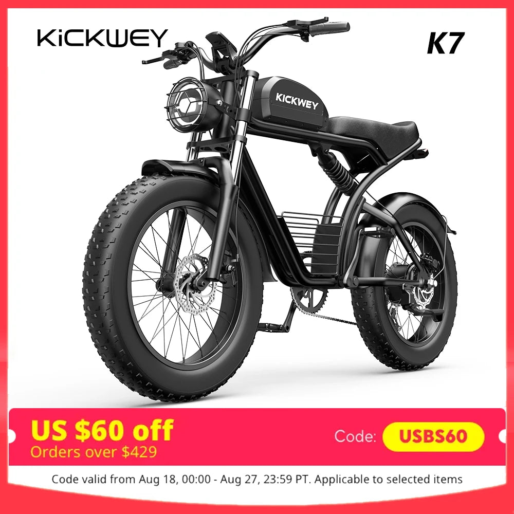 Ljustra Kickwey K7 Electric Bike 1500W 48V 20 Inch Fat Tire Mountain