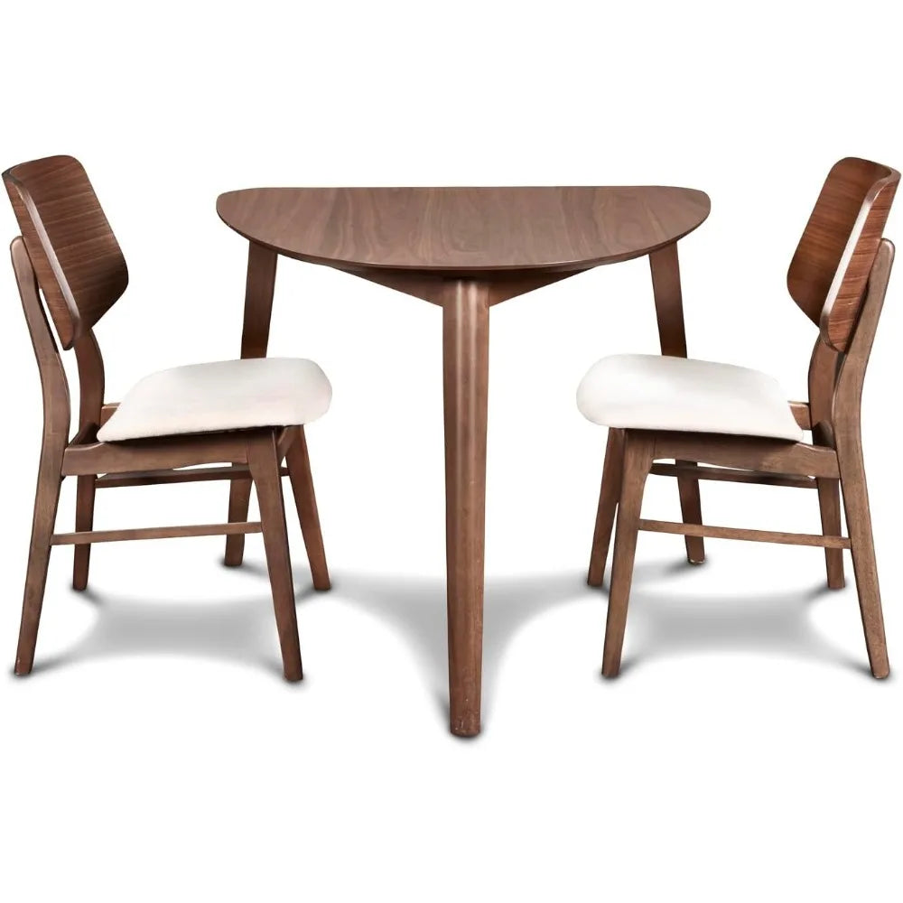 Mid Century Modern Oscar Corner Table Dining Set 3 Pieces Walnut