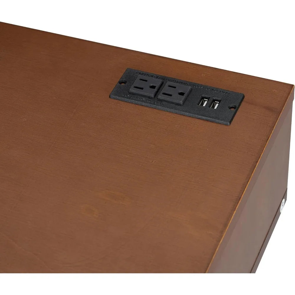 Retro Wooden Makeup Vanity Set with 4 Storage Drawers and Stool