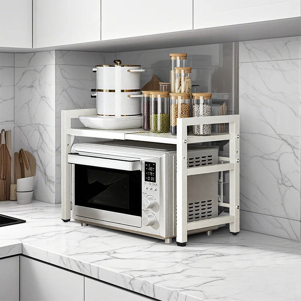 Kitchen Storage Rack Microwave Shelf Expandable Condiment Organizer