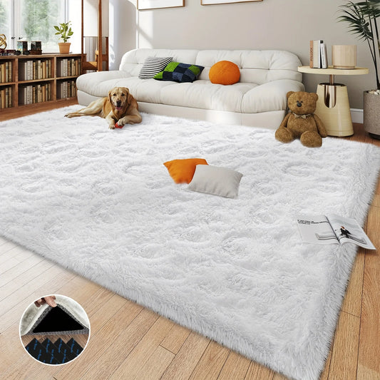 Luxury White Fluffy Shaggy Non-Slip Rugs for Living Room Bedroom Nursery