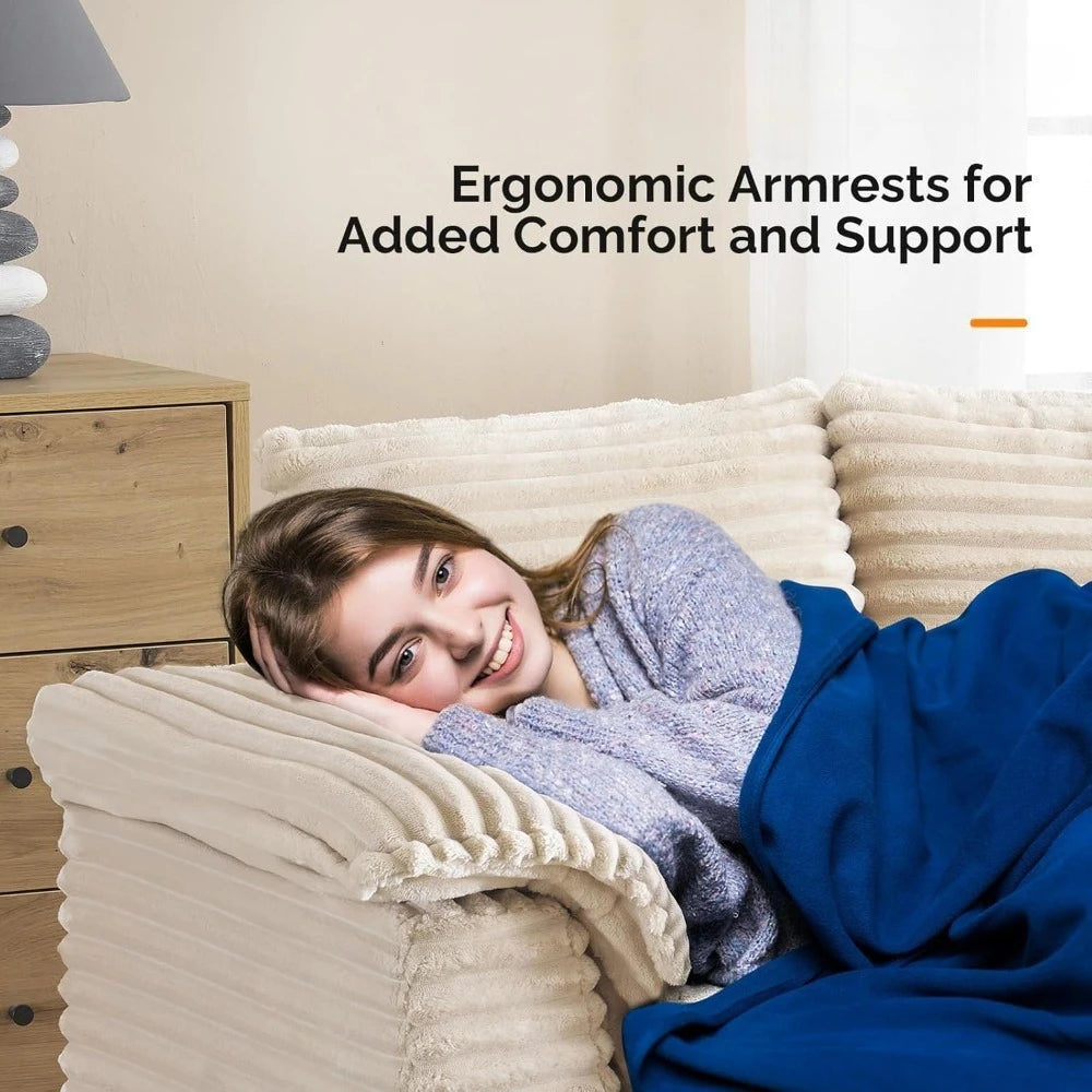 Oversized Chaise Lounge Chair Comfy Corduroy Recliner Sofa Bed