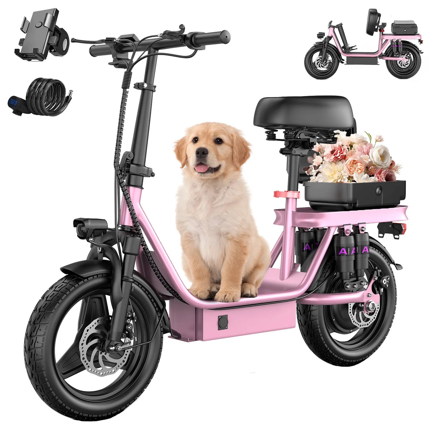 Adults Electric Scooter with Seat 700W 30 Mile Range Foldable E-Scooter