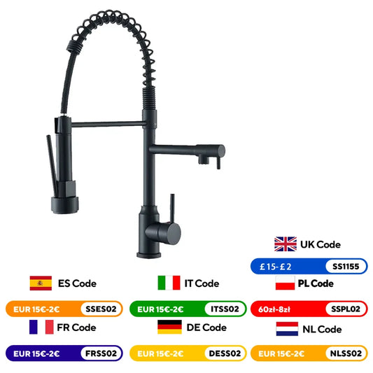 Black Kitchen Sink Faucet Pull Down Hot Cold Water Mixer 360 Rotation