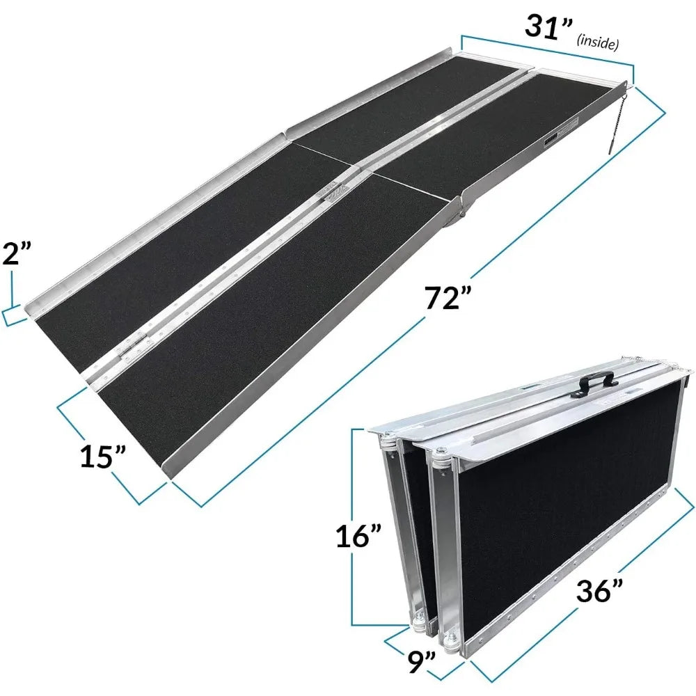 Extra Wide Non-Skid Aluminum Wheelchair Scooter Loading Ramp 6FT Portable