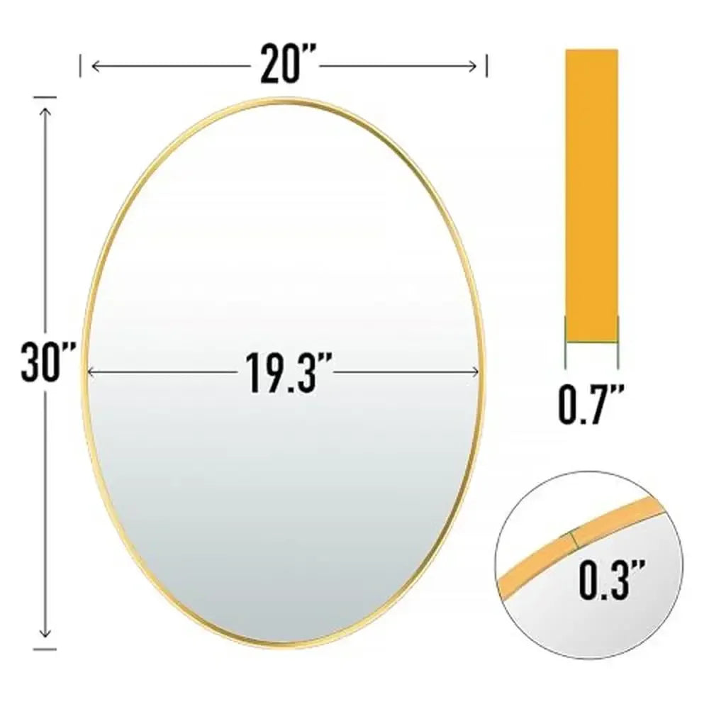 Stylish Oval Wall Mirror Aluminum Frame High Definition Glass Home Decor