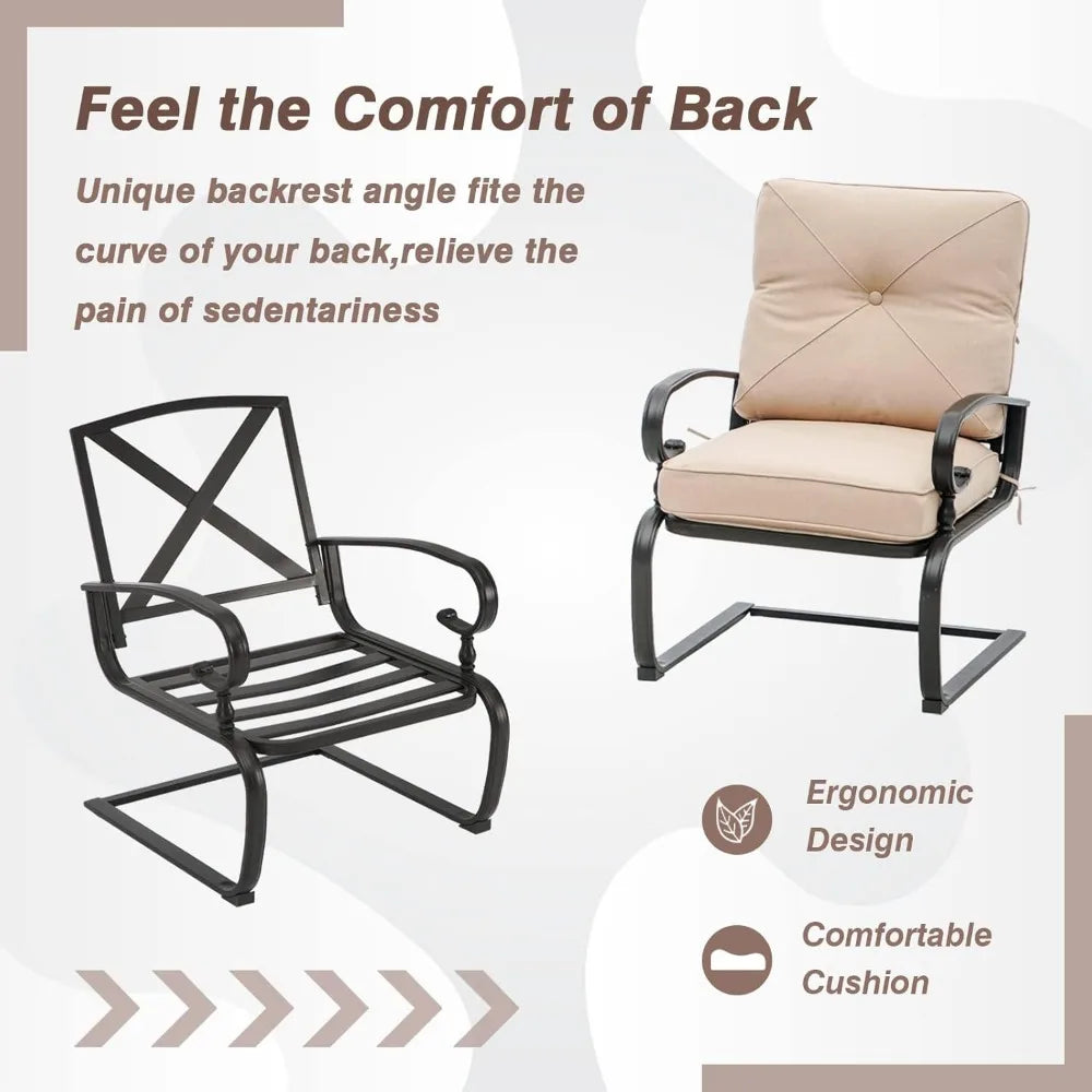 Ljustra Outdoor Bistro Set 3-Piece Cushioned Chairs Table Wrought Iron