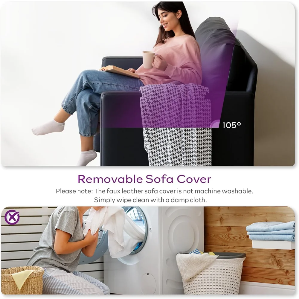 Modern Faux Leather Mini Couch Small Space Love Seat Sofa