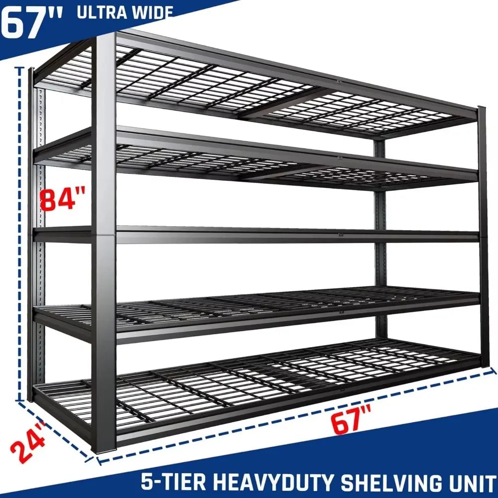 Heavy-Duty 67 Inch 5-Tier Garage Shelving Unit 3500 LBS Capacity