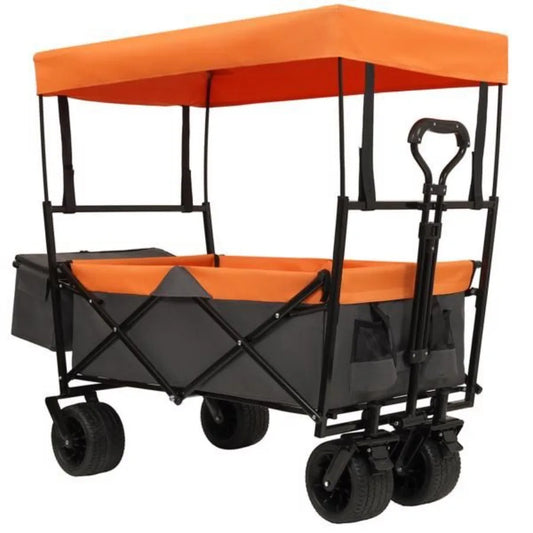 480Lbs Collapsible Wagon with Canopy All Terrain Lightweight Foldable