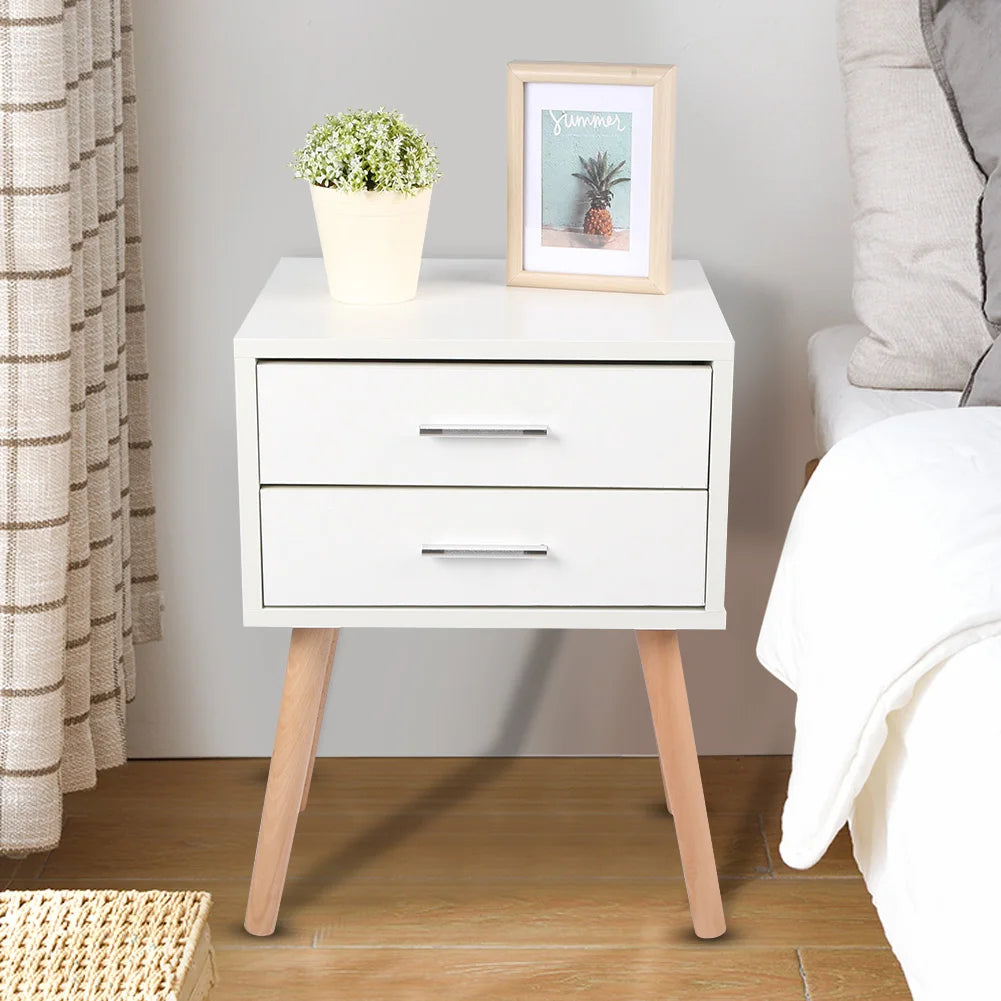 Ljustra Modern Storage Unit Bedside Table with Two Drawers Nightstand