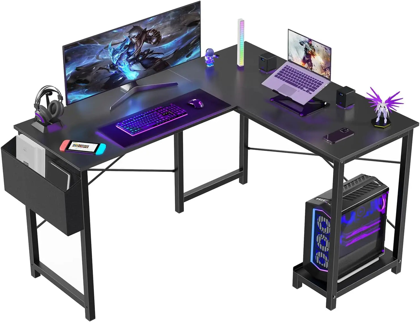 L Shaped Computer Desk Corner Gaming Desk with CPU Stand for Home Office