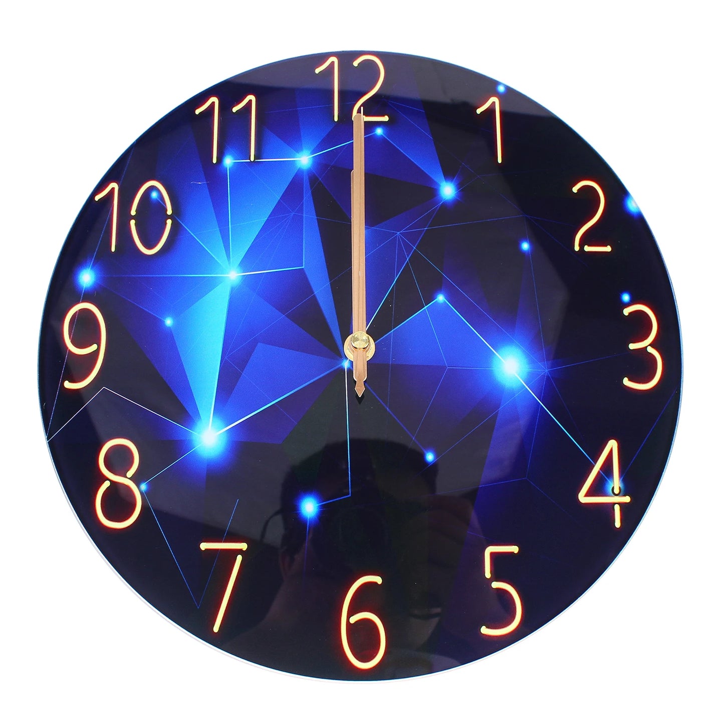 Ultra-Thin Round Tempered Glass Wall Clock Diamond Modern Home Decor