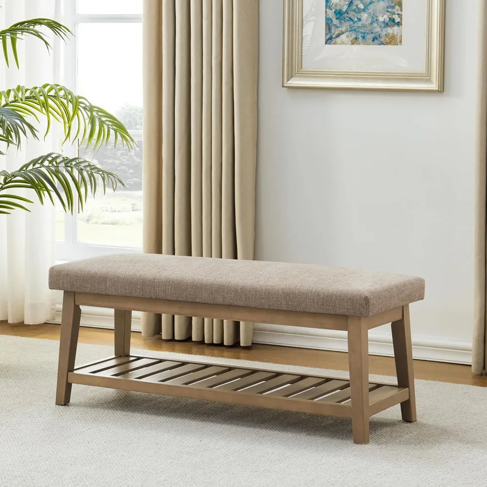 Ljustra Entryway Shoe Bench Upholstered Storage Ottoman Modern Design
