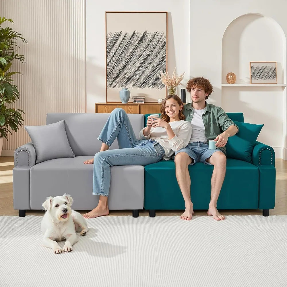 Ljustra 87 Inch Modular Sectional Sofa Velvet Sleeper USB Ports