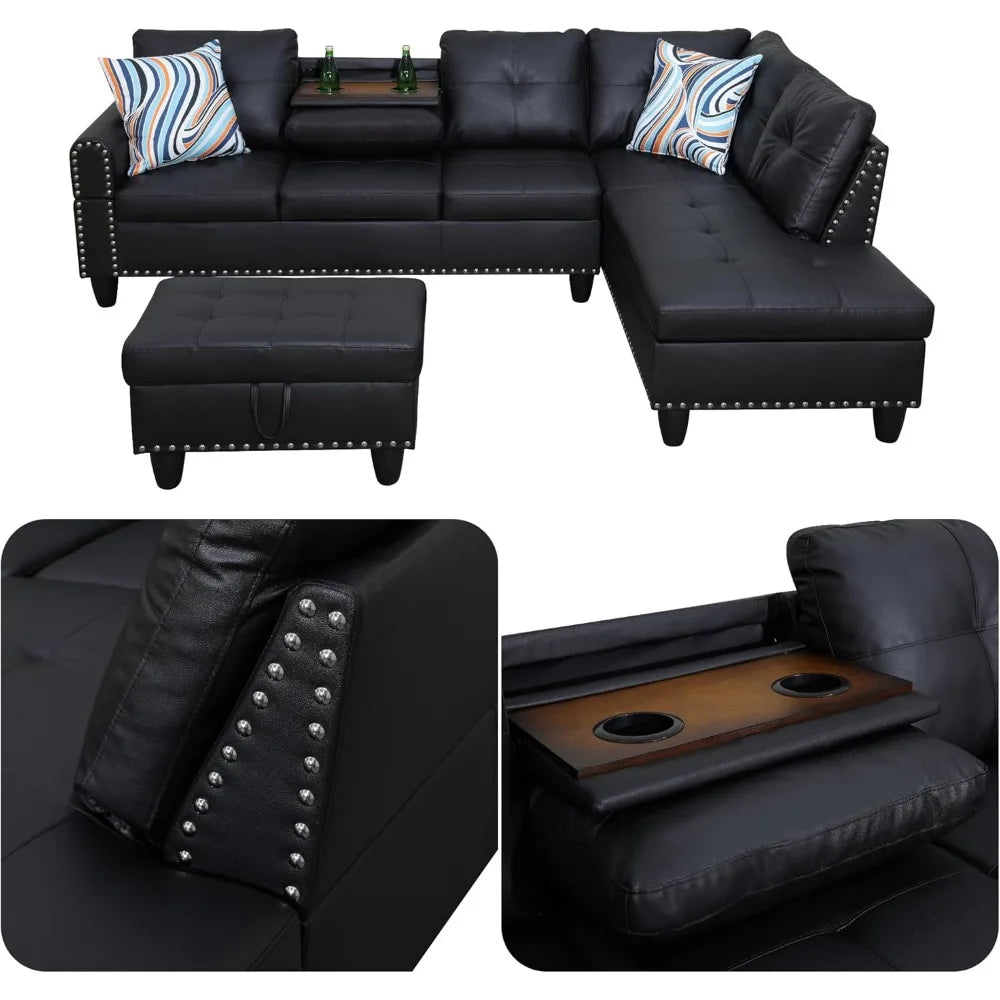 Modern 83 Inch Sofa in a Box No Assembly 3 Seater Couch with Pillows