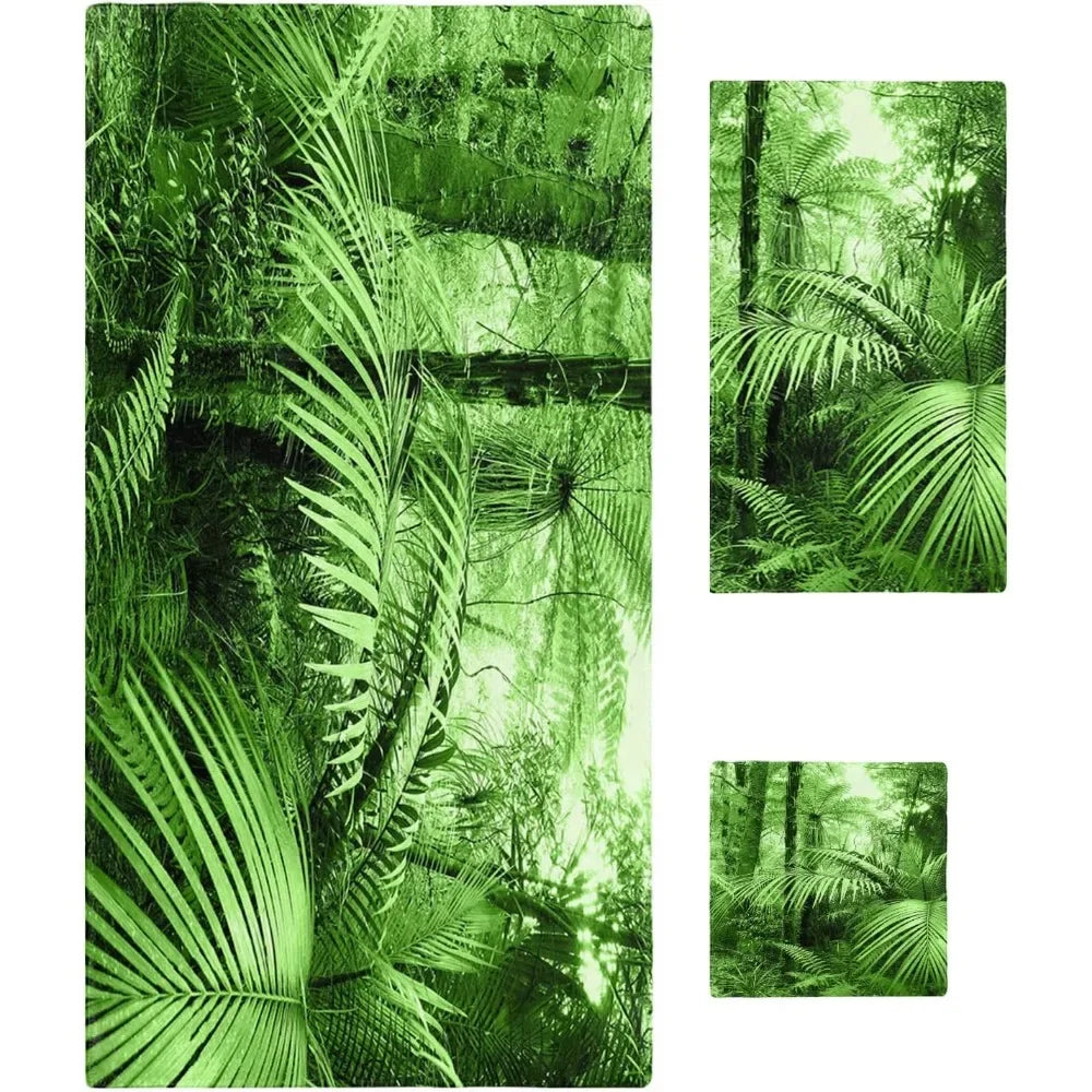 Ljustra 3-Piece Towel Set Bath Hand Wash Cloths Jungle Shrubs