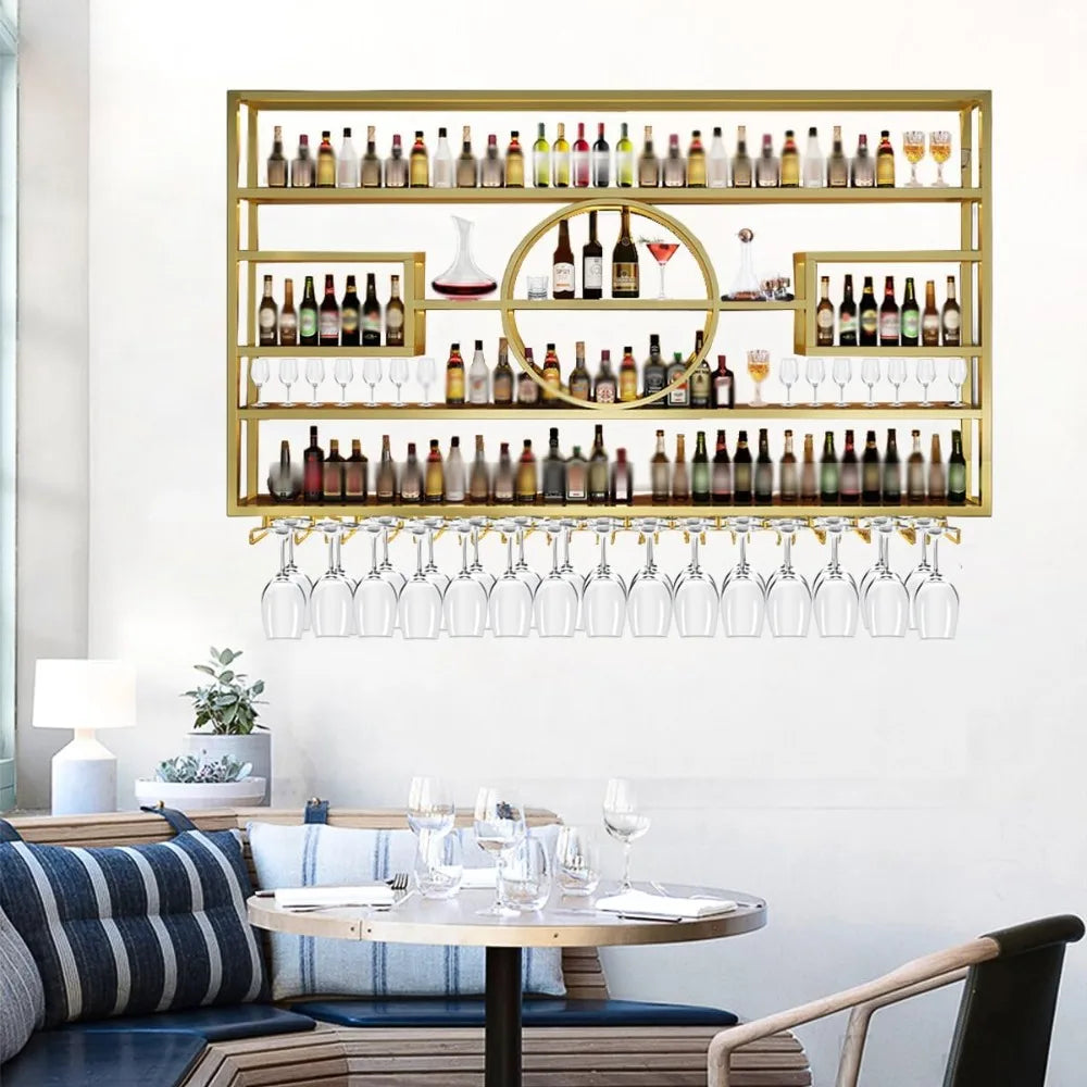 63in Wall Mounted Wine Rack Large Capacity Hanging Display Shelf
