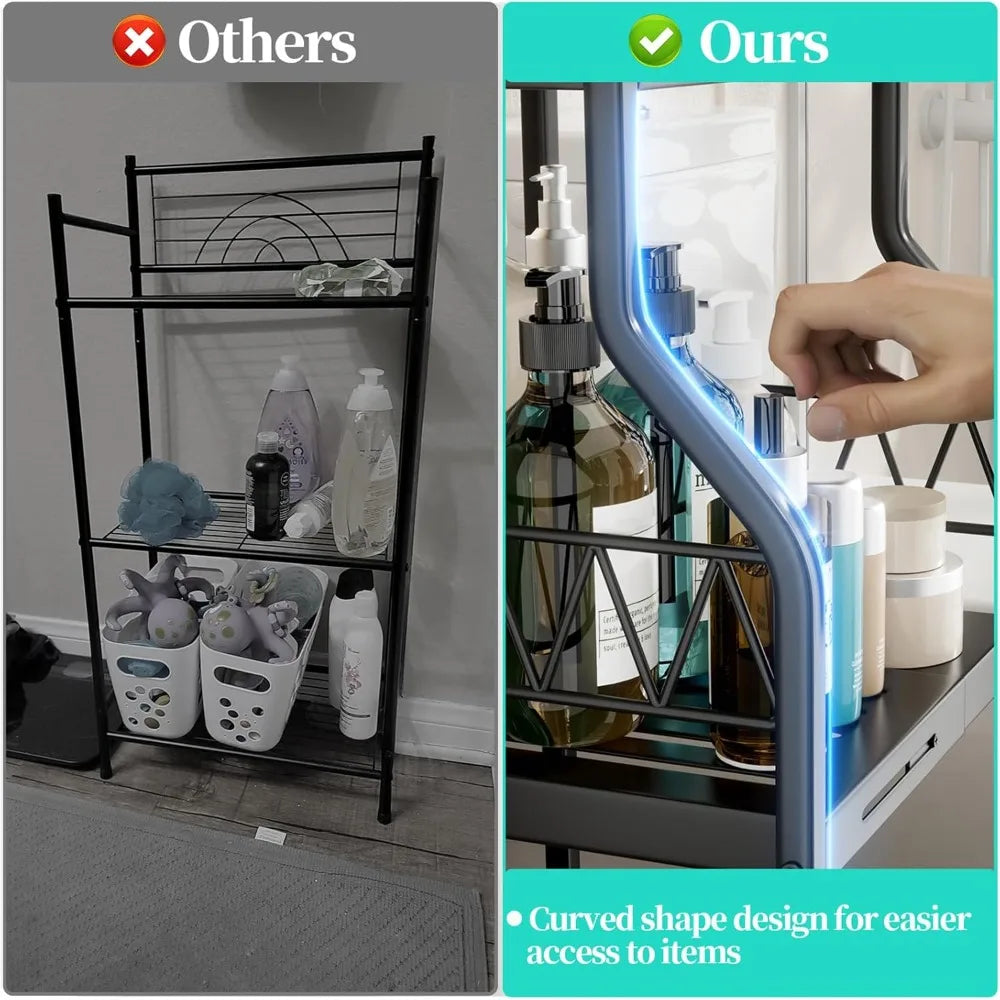 Bathroom Shelf Organizer 3 Tier Expandable Slim Storage Unit Rack