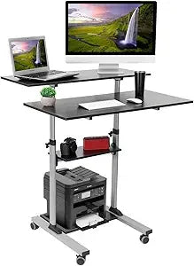 Ljustra Mobile Desk Workstation Height Adjustable Rolling Computer Desk