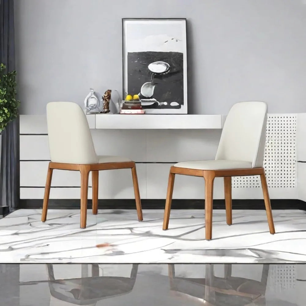 Modern Dining Chairs Set of 2 Upholstered Leisure Chairs Wood Legs