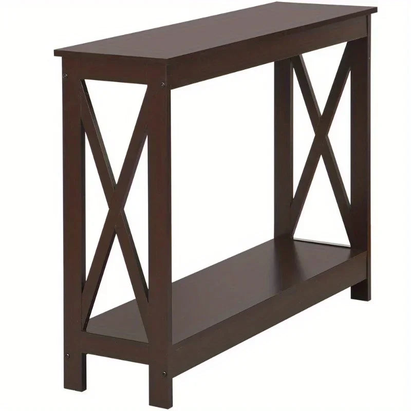 Console Table Entryway Table Narrow Sofa Table 2-Tier Shelves