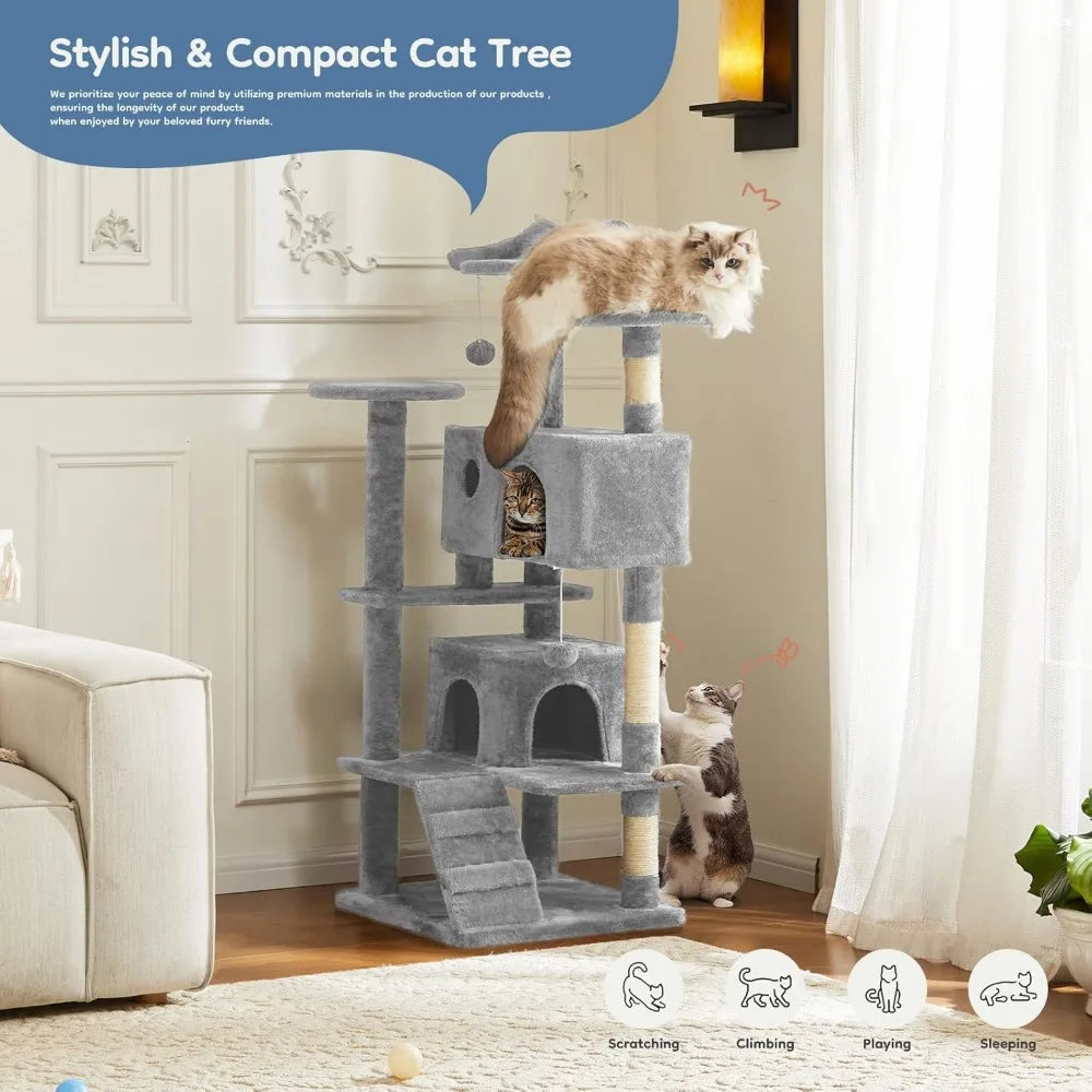 Ljustra 54inch Indoor Cat Tree Tower Multi-Level Pet House for Cats