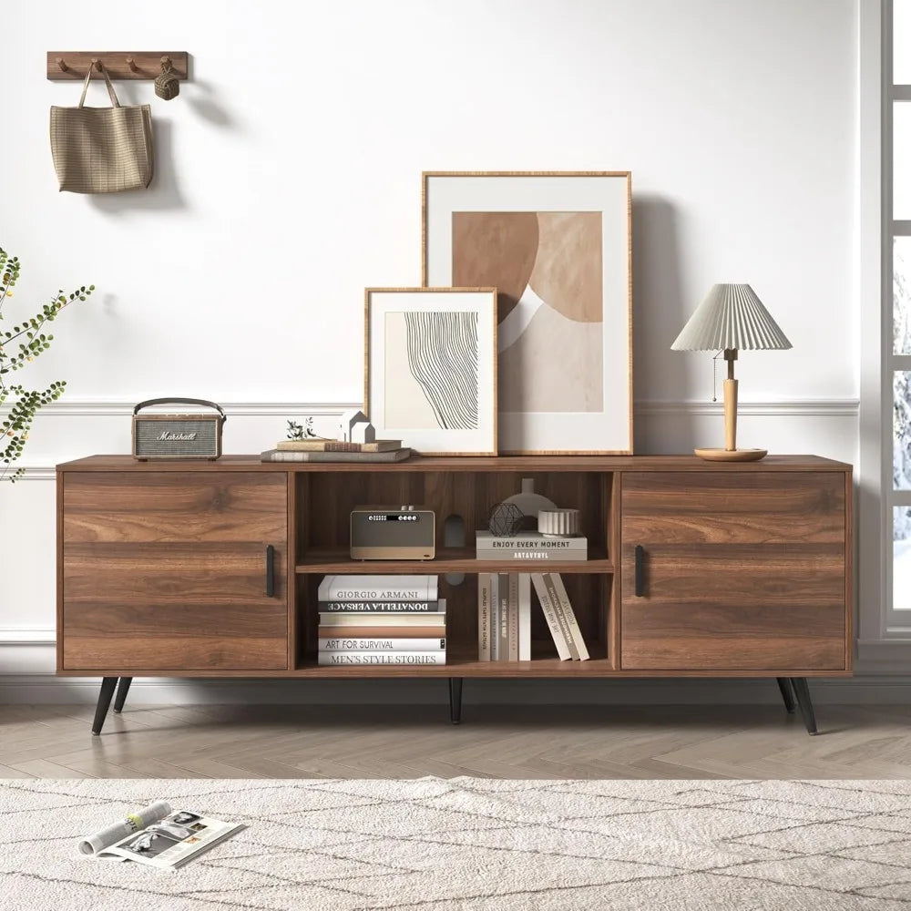 70 Inch Mid Century Modern TV Stand Entertainment Center for 80 Inch TV