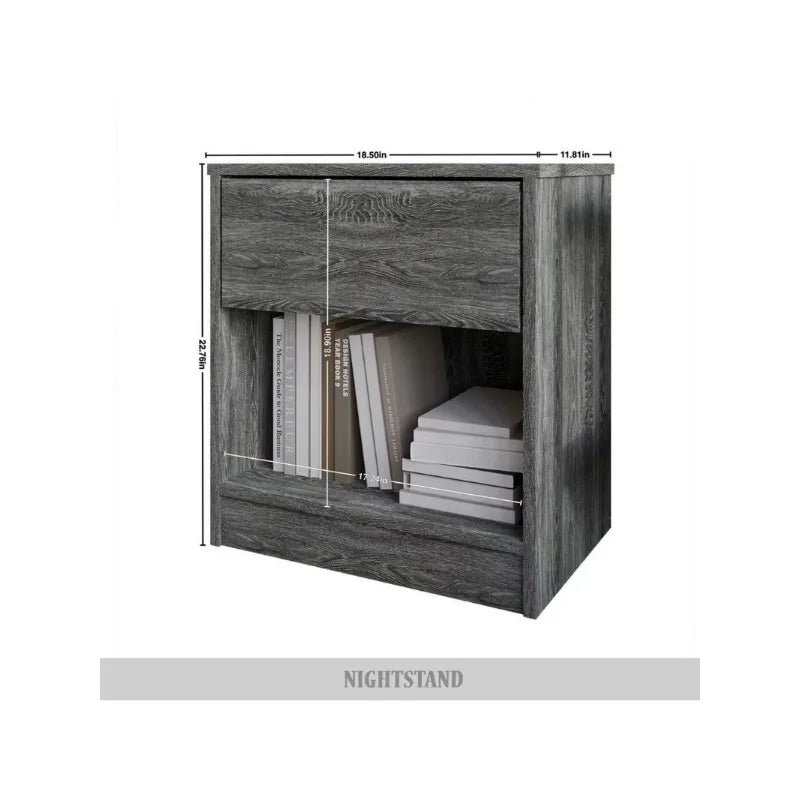 Versatile Wood Side Table Minimalist Nightstand with Drawer for Living Room