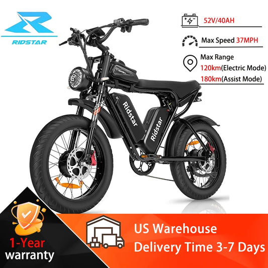 Ridstar 3000W Electric Bike 52V Dual Motor Fat Tire Mountain Bicycle