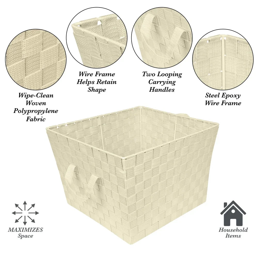 Large Woven Storage Basket Lightweight Durable Organization Tote
