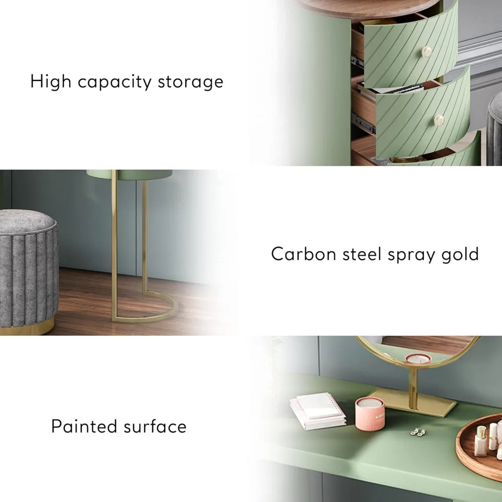 Luxury Vanity Makeup Desk with Mirror and Lights Modern Dressing Table 43"