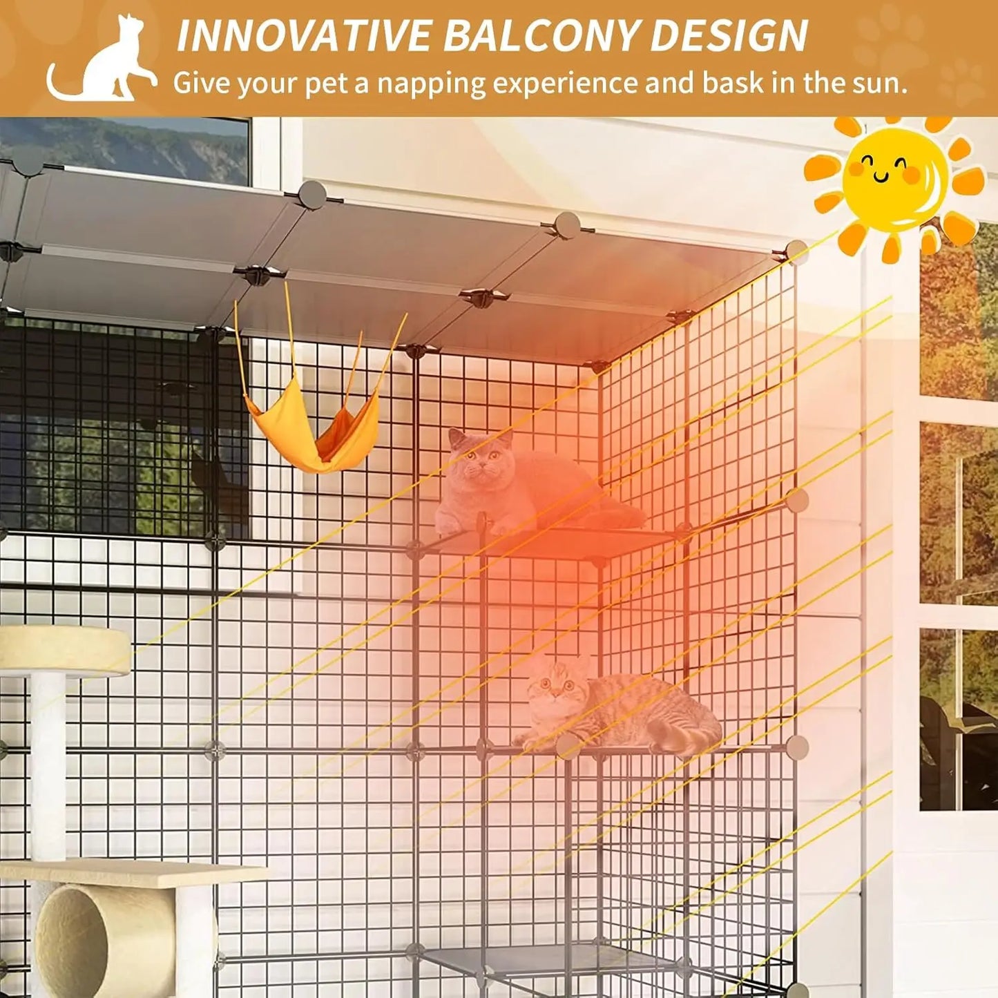 Outdoor Cat House Catio Enclosure Large Playpen with Platforms for Cats