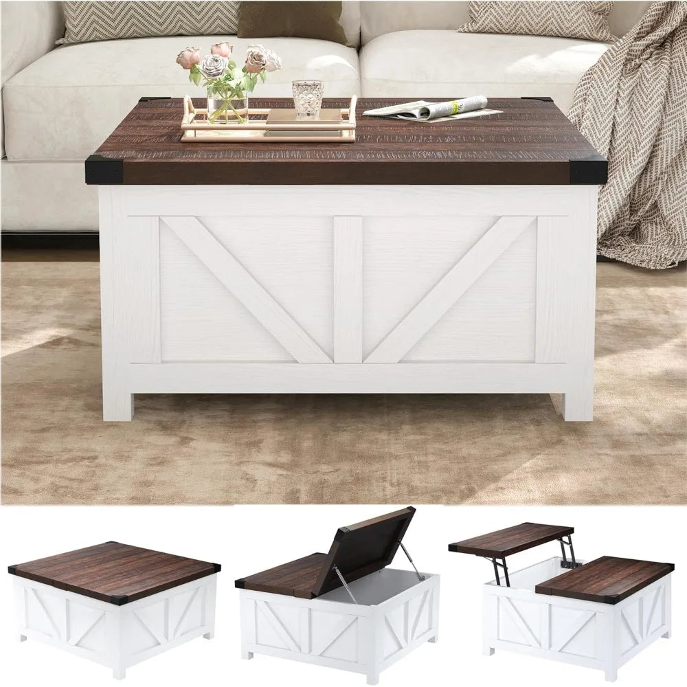 Lift Top Coffee Table with Storage and Charging Station for Living Room